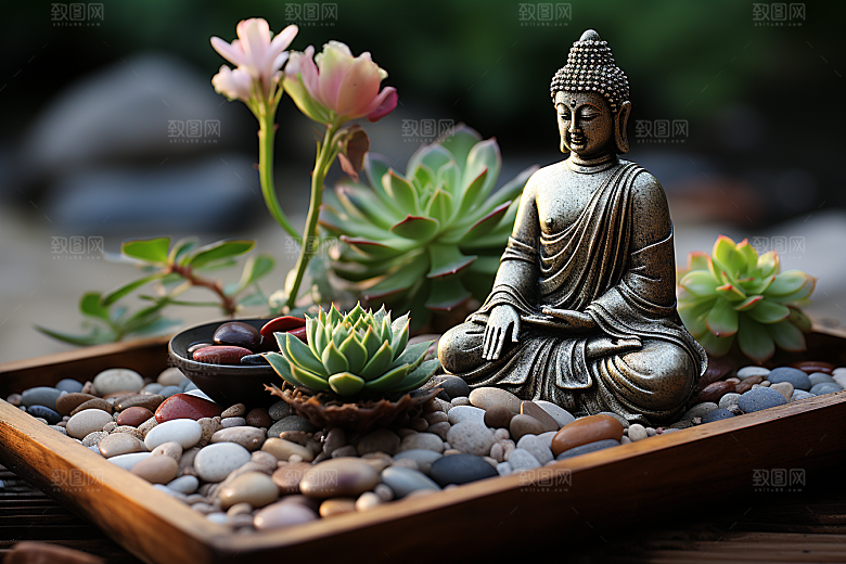 禅意佛像平和雕塑素材