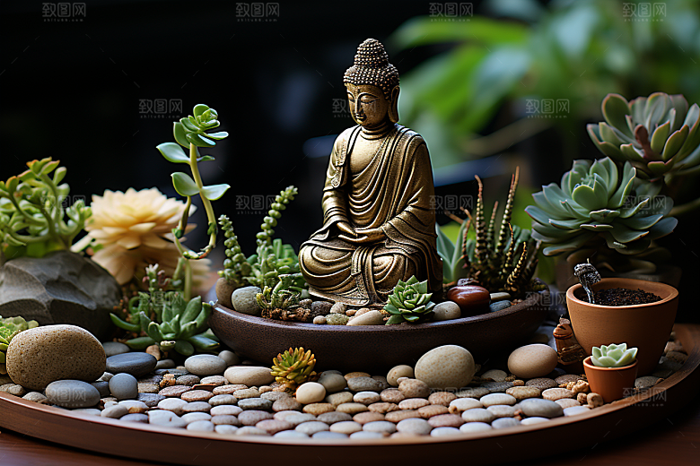 禅意佛像平和雕塑素材