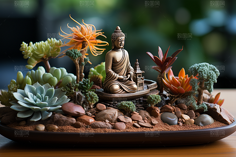 禅意佛像石雕平和素材