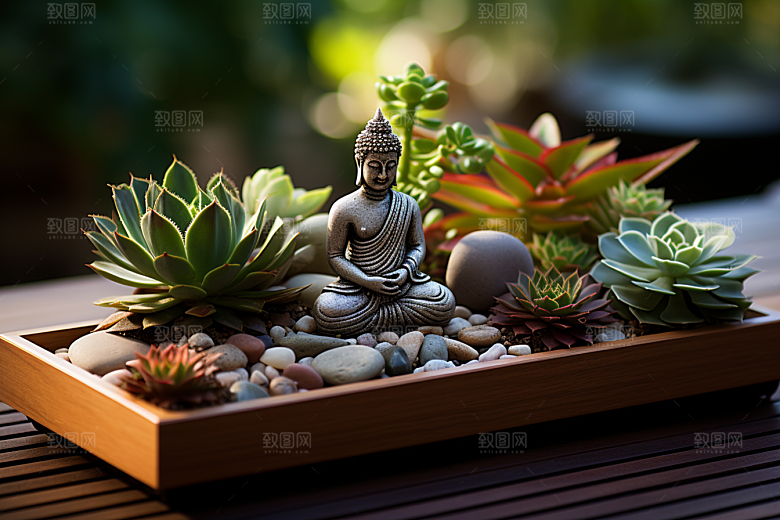禅意佛像信仰自然环境素材