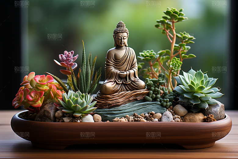 禅意佛像氛围雕塑素材