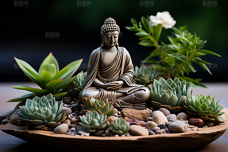 禅意佛像佛教自然环境素材