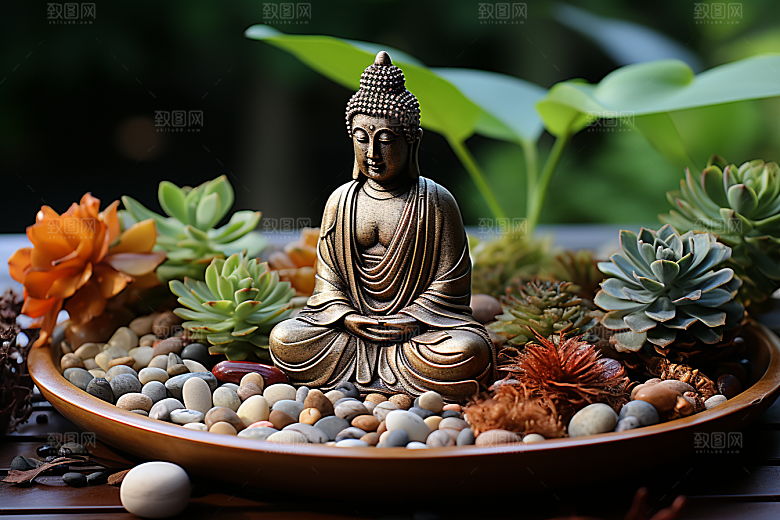 禅意佛像自然环境石雕素材