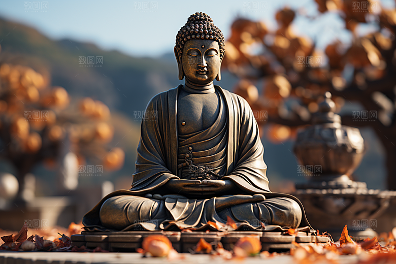 禅意佛像佛教平和素材
