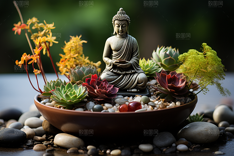 禅意佛像氛围自然环境素材