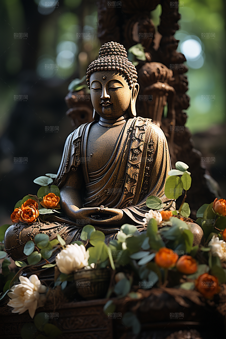 禅意佛像雕像平和素材