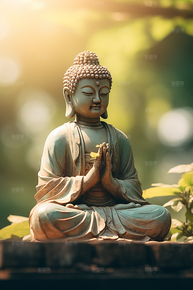 禅意佛像自然环境氛围素材