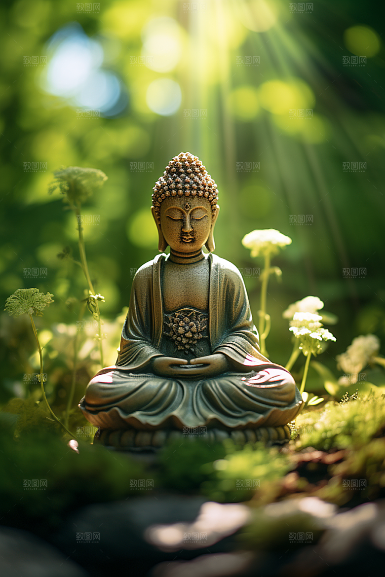 禅意佛像石雕平和素材