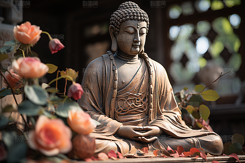 禅意佛像宗教平和素材