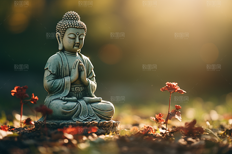 禅意佛像高清平和素材