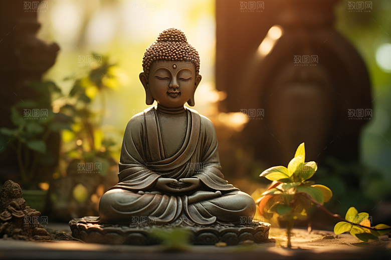 禅意佛像自然环境雕塑素材