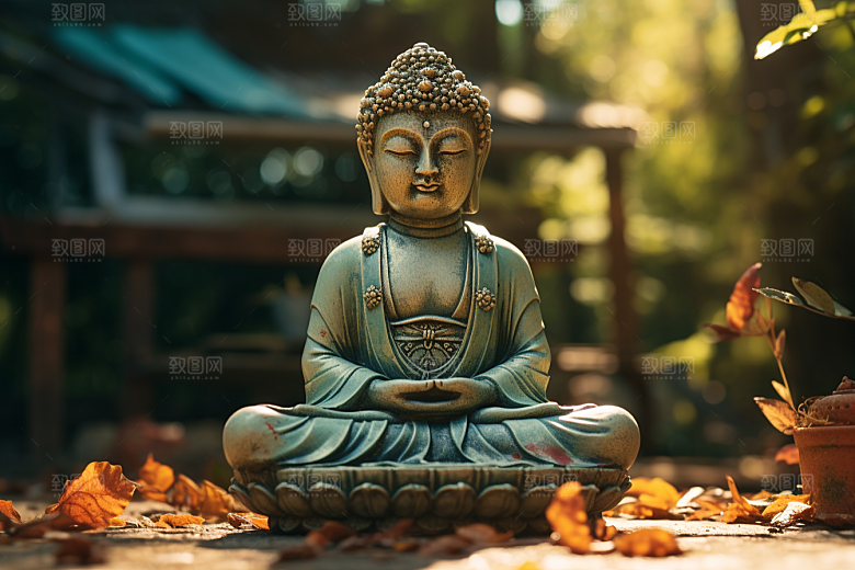 禅意佛像山水自然环境素材