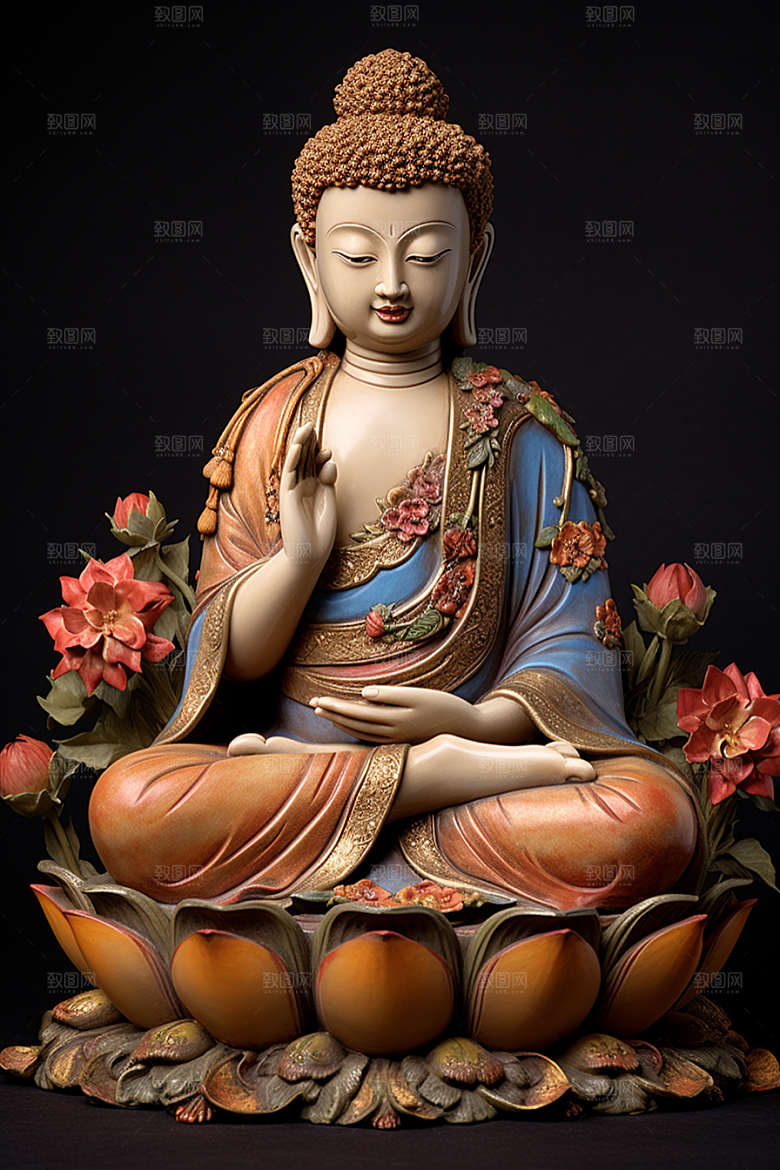 禅意佛像山水自然环境素材