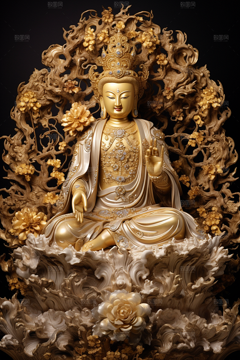 禅意佛像氛围雕塑素材