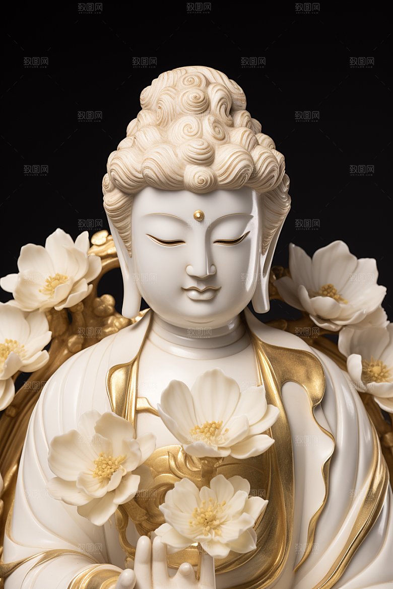 禅意佛像雕像信仰素材