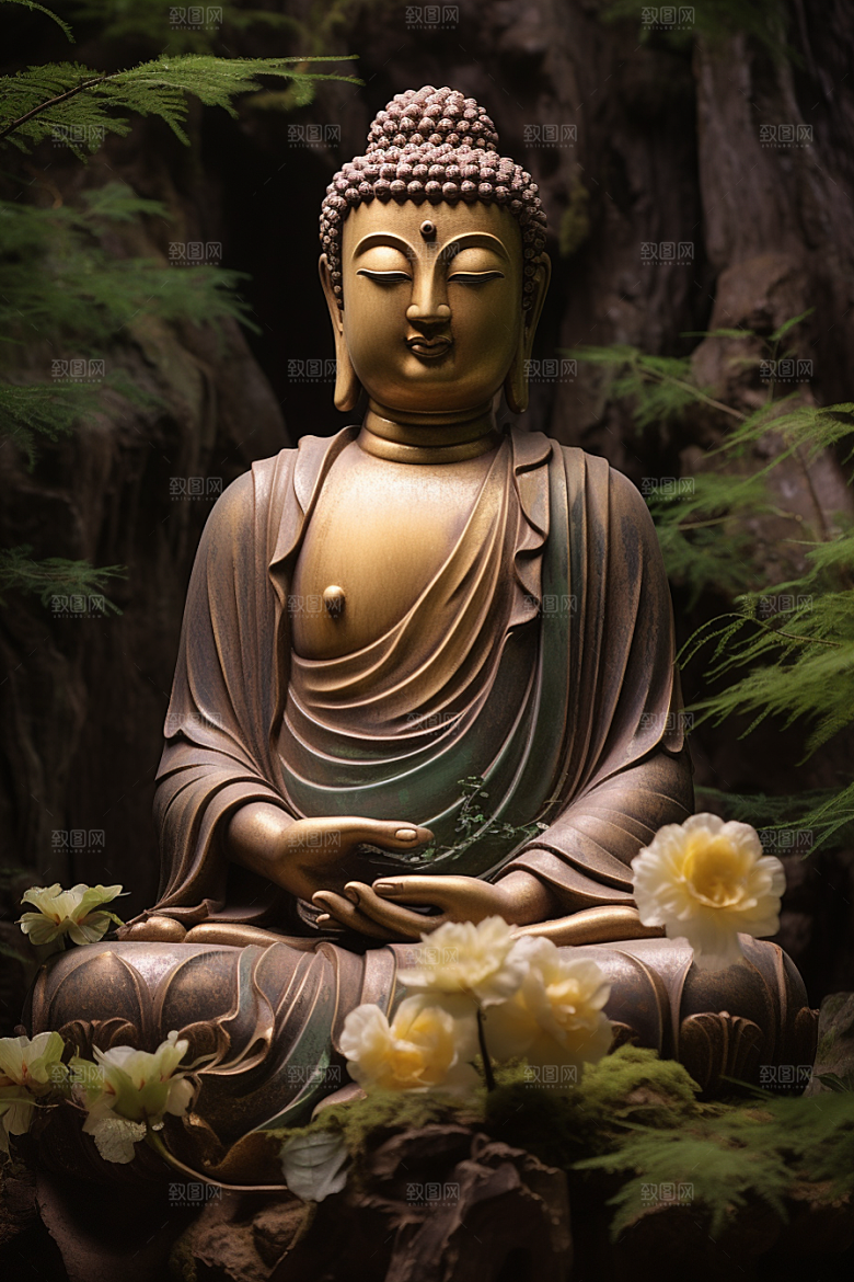 禅意佛像宗教山水素材