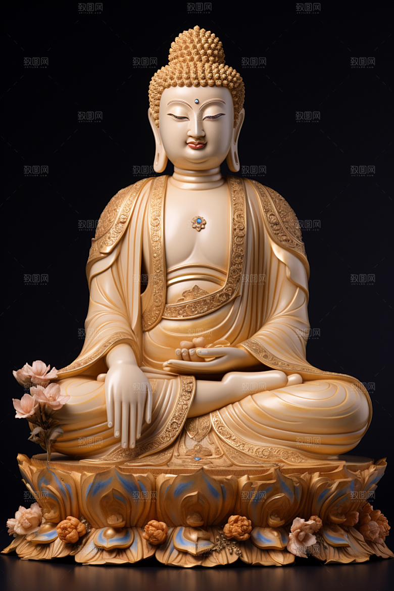 禅意佛像雕像佛教素材