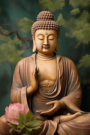 禅意佛像石雕雕像素材
