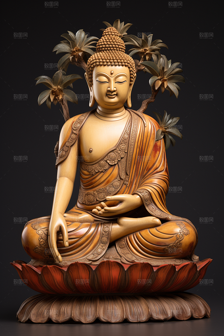 禅意佛像山水佛教素材