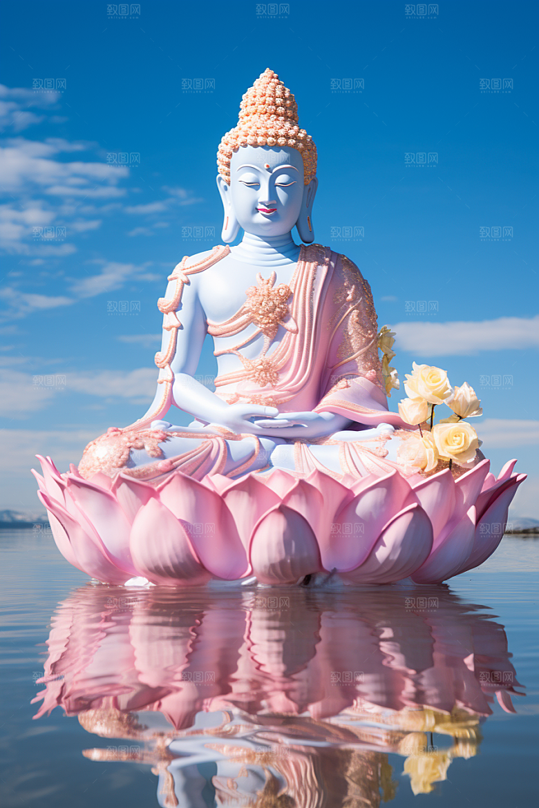 禅意佛像自然环境高山流水素材