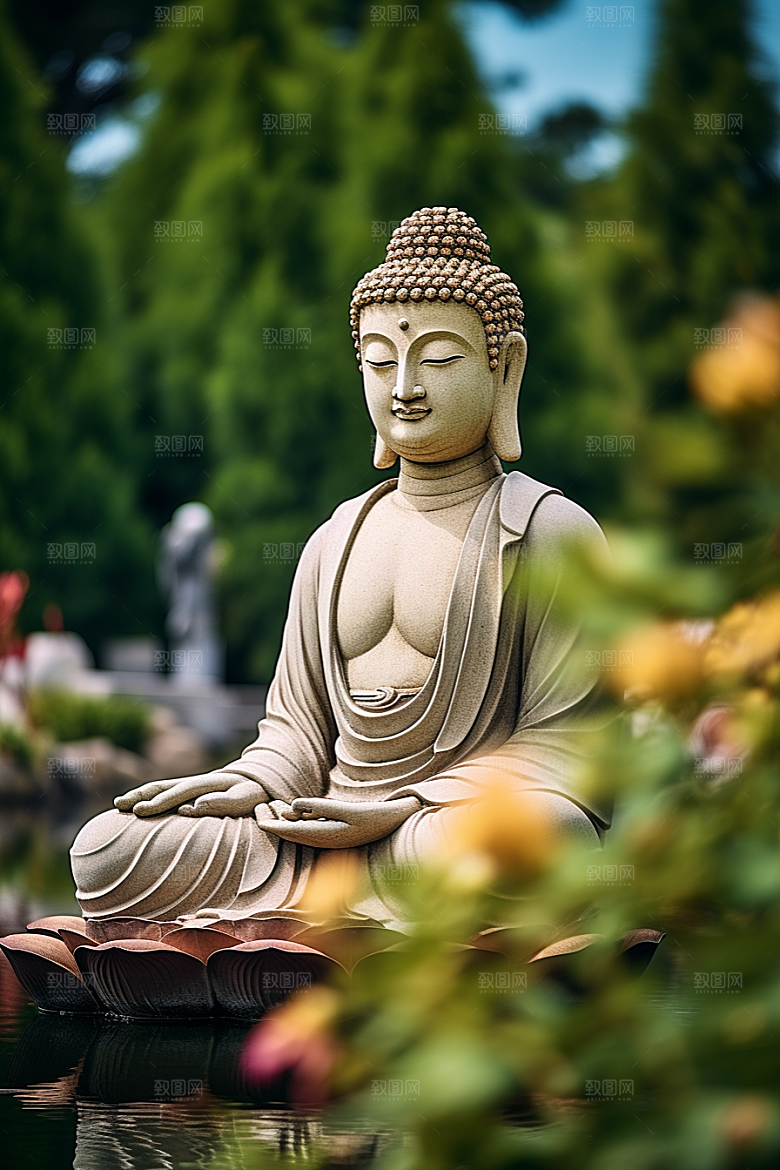 禅意佛像平和氛围素材
