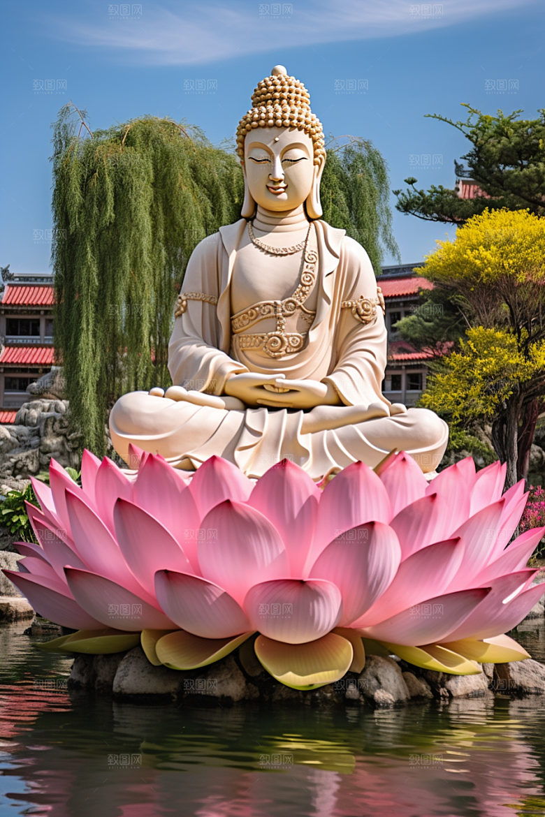禅意佛像雕塑佛教素材