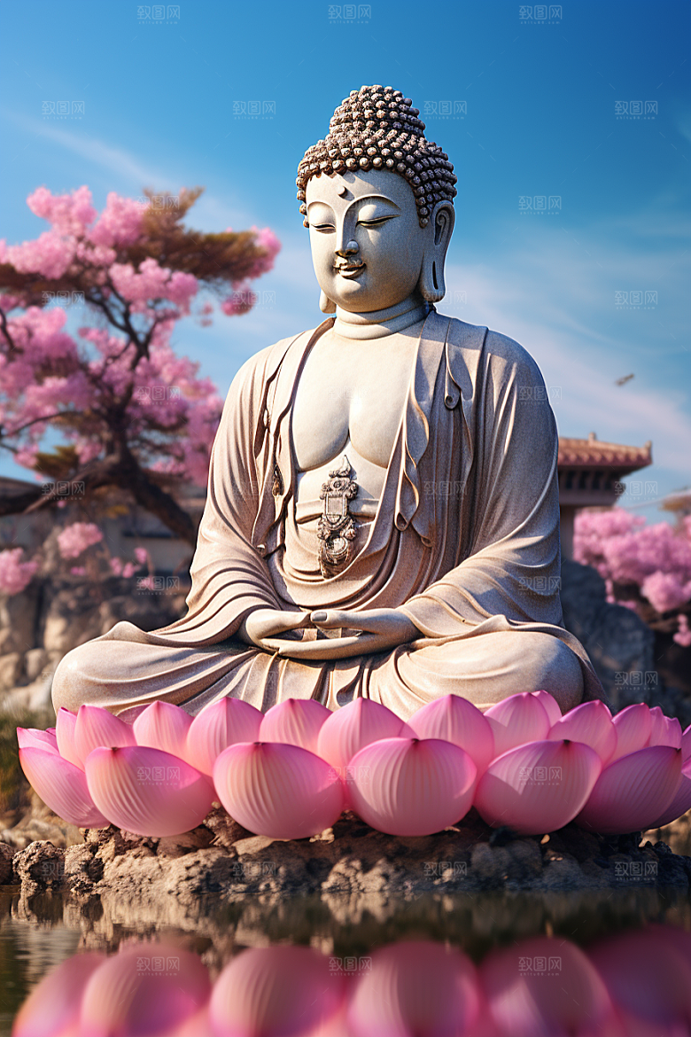 禅意佛像信仰雕像素材