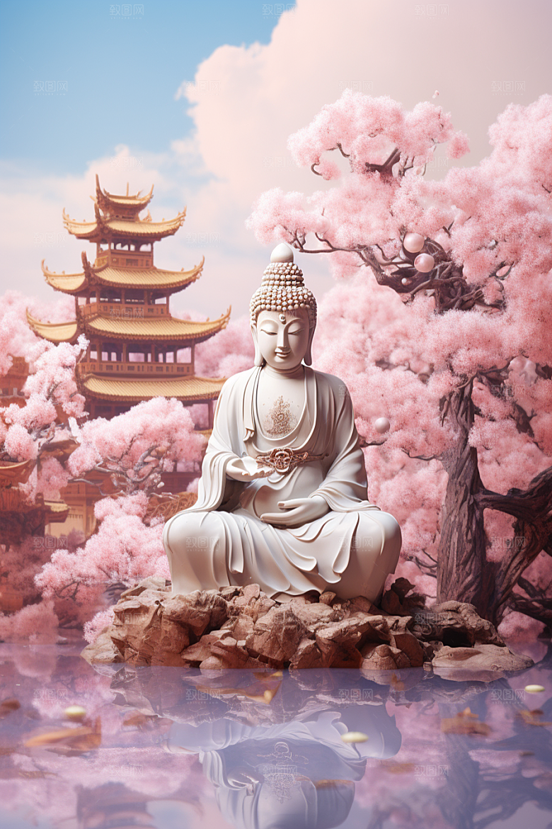 禅意佛像石雕雕像素材