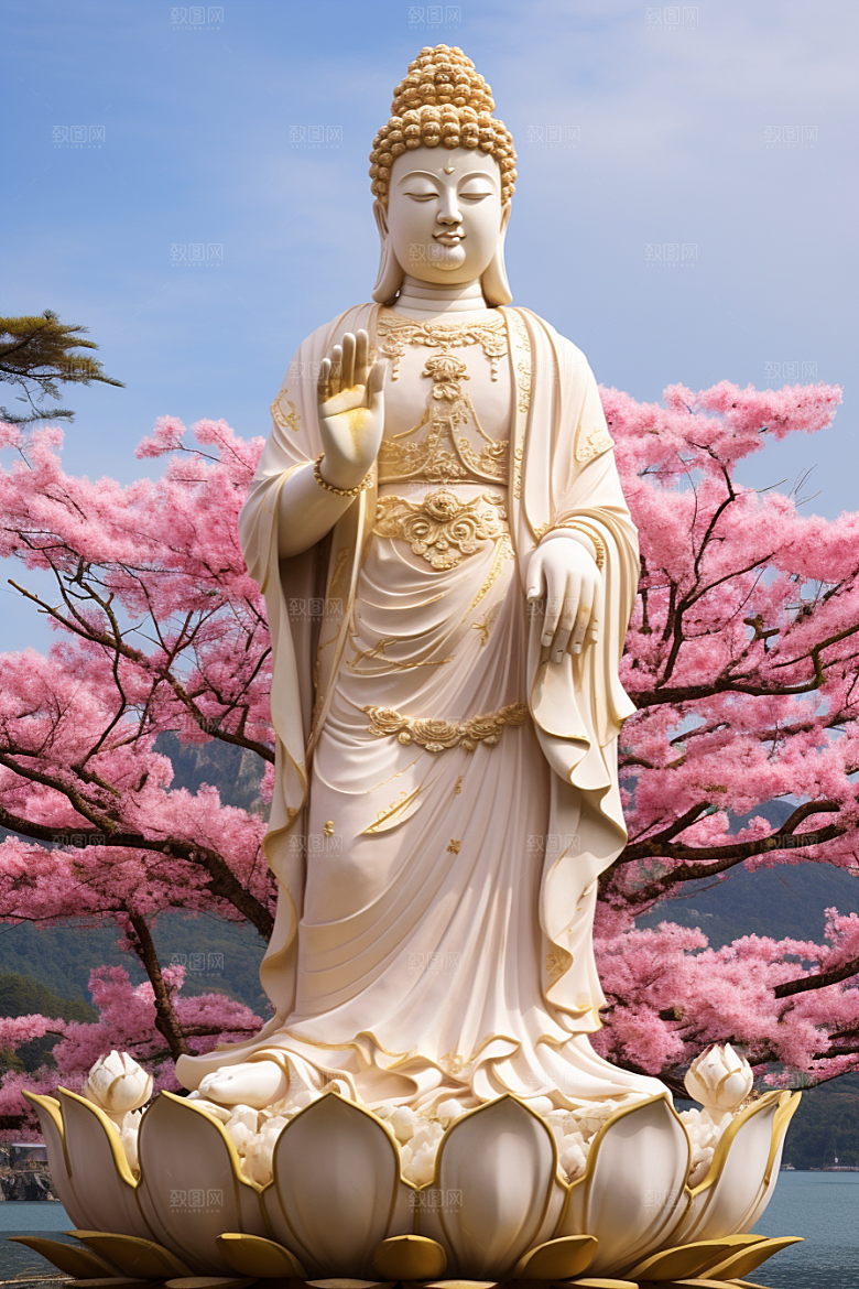 禅意佛像信仰自然环境素材