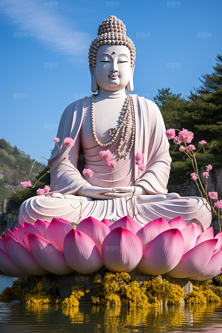 禅意佛像石雕雕像素材