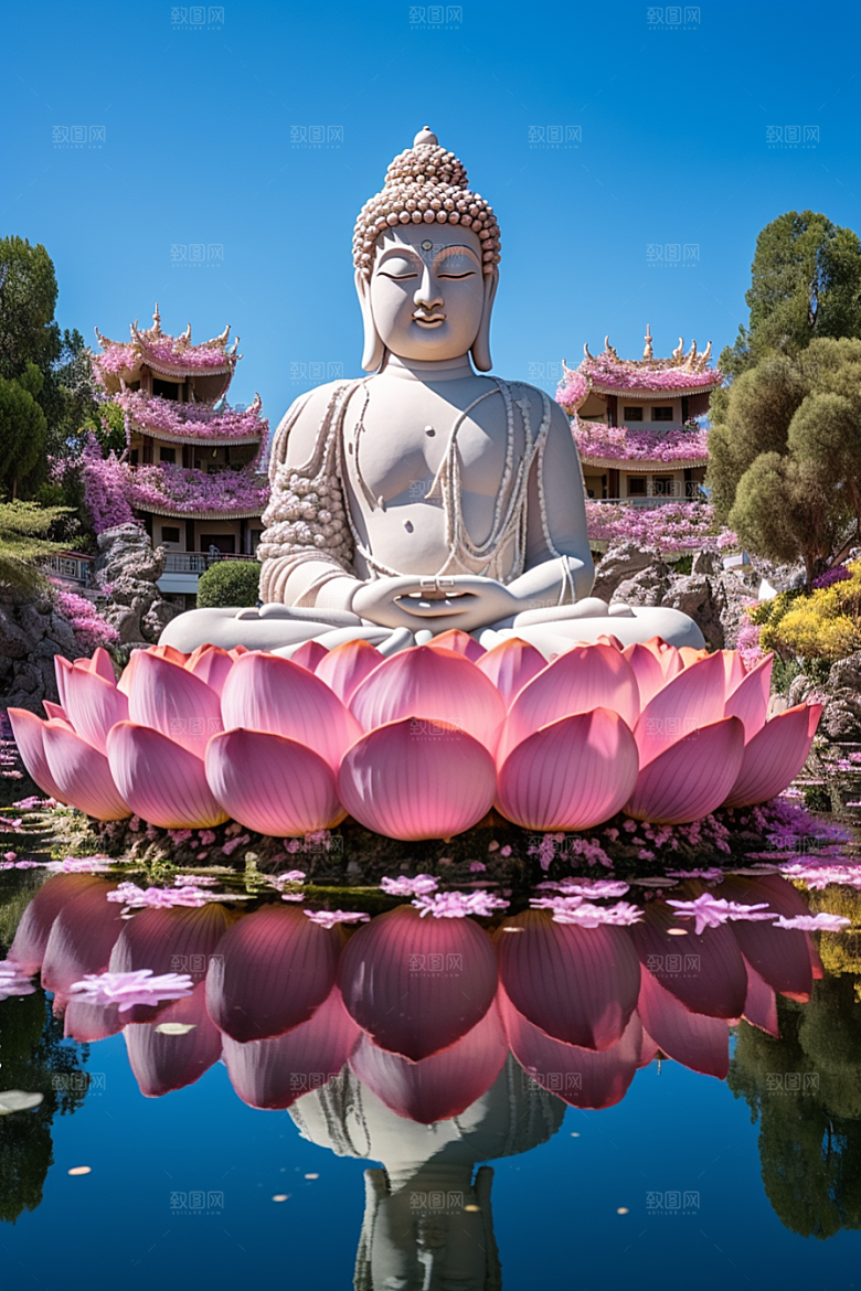 禅意佛像石雕高清素材