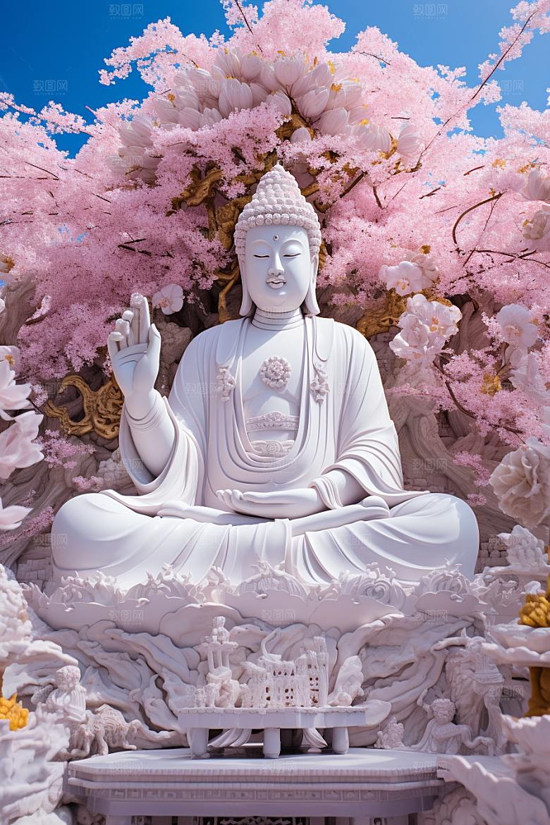 禅意佛像自然环境佛教素材
