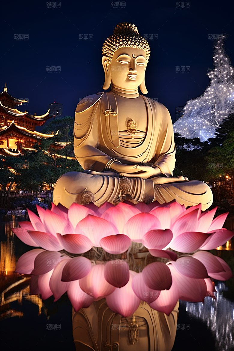禅意佛像宗教氛围素材