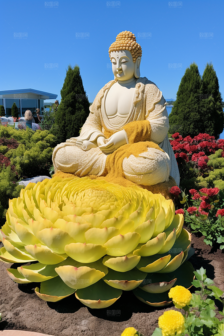 禅意佛像雕像自然环境素材