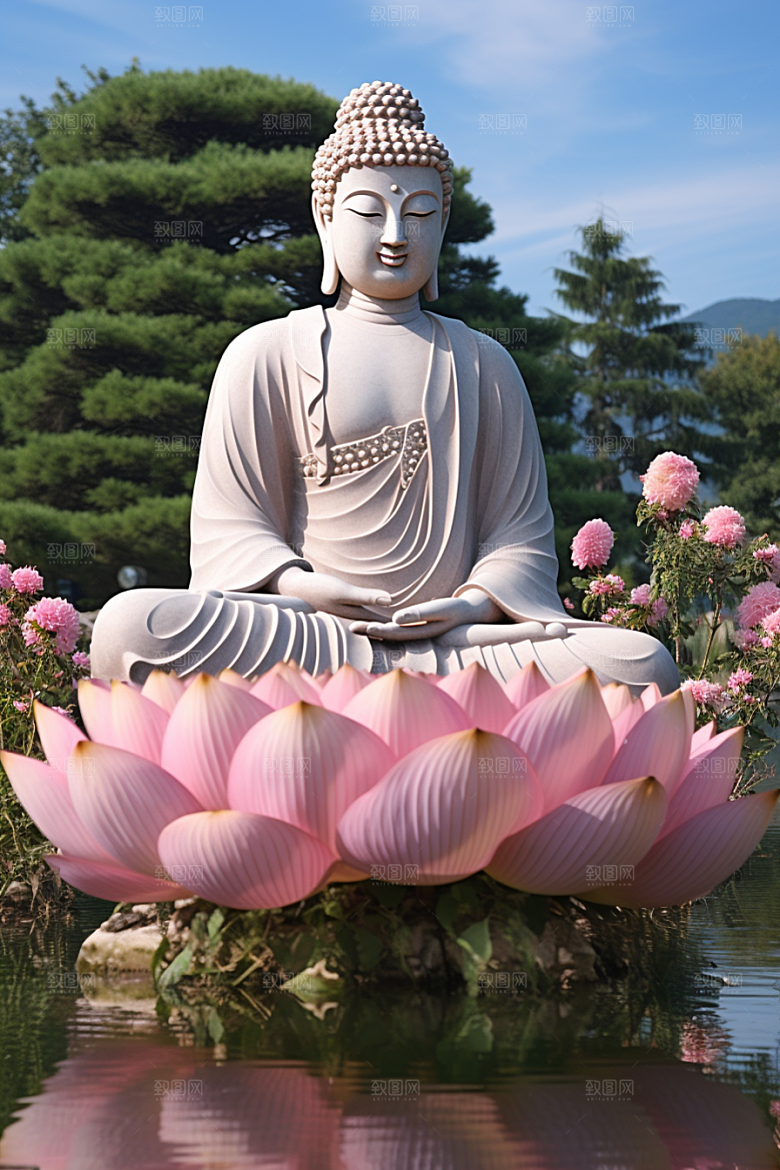 禅意佛像佛教石雕素材