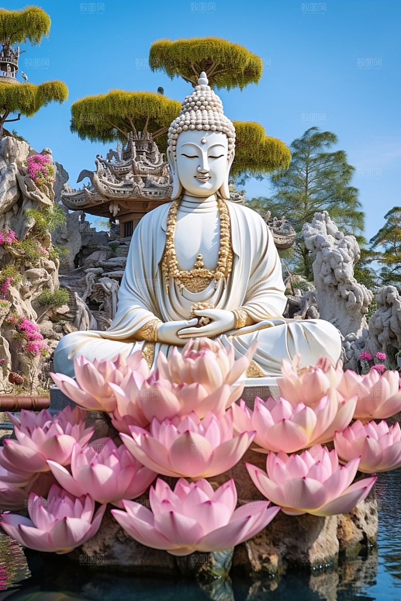 禅意佛像宗教山水素材