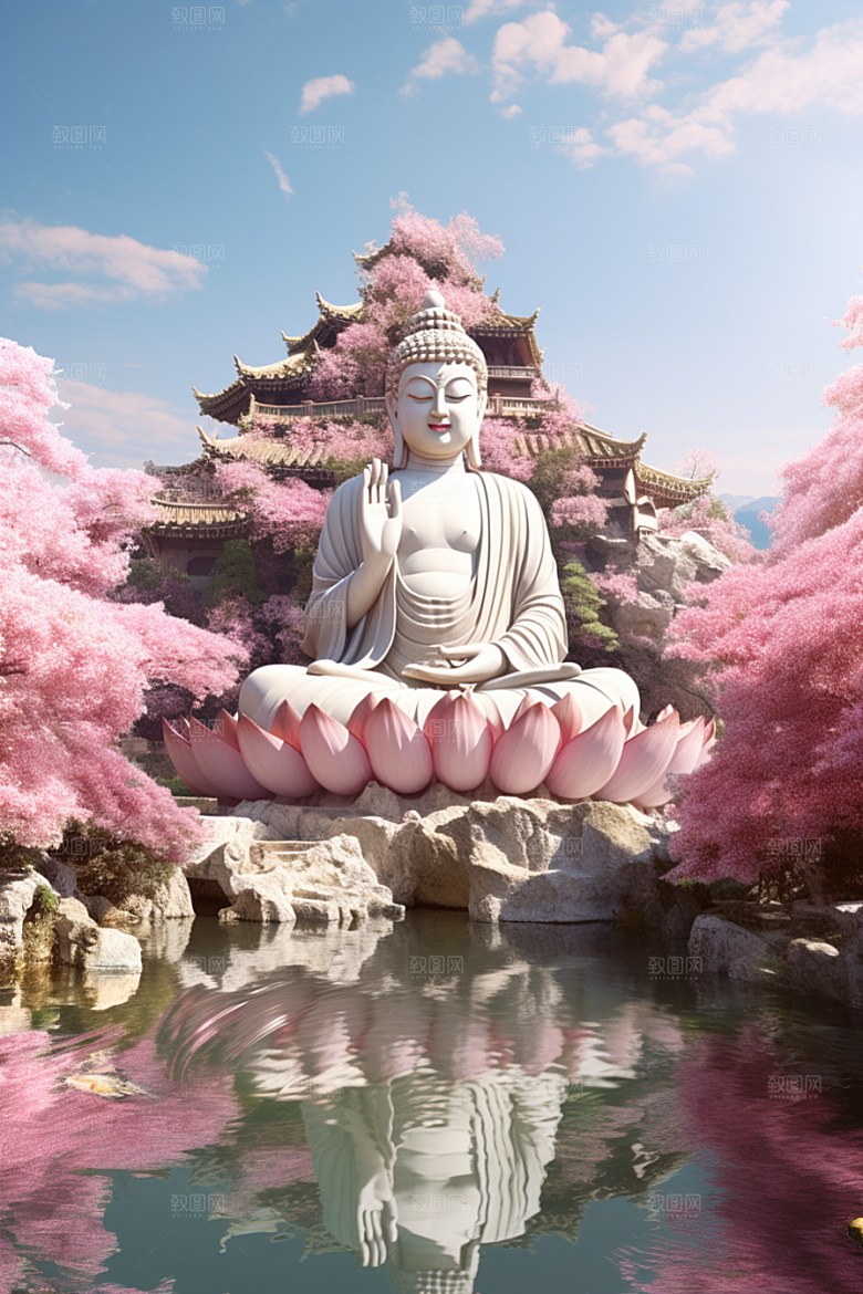 禅意佛像佛教山水素材