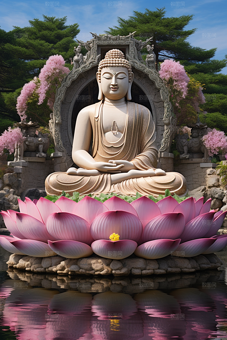 禅意佛像平和石雕素材