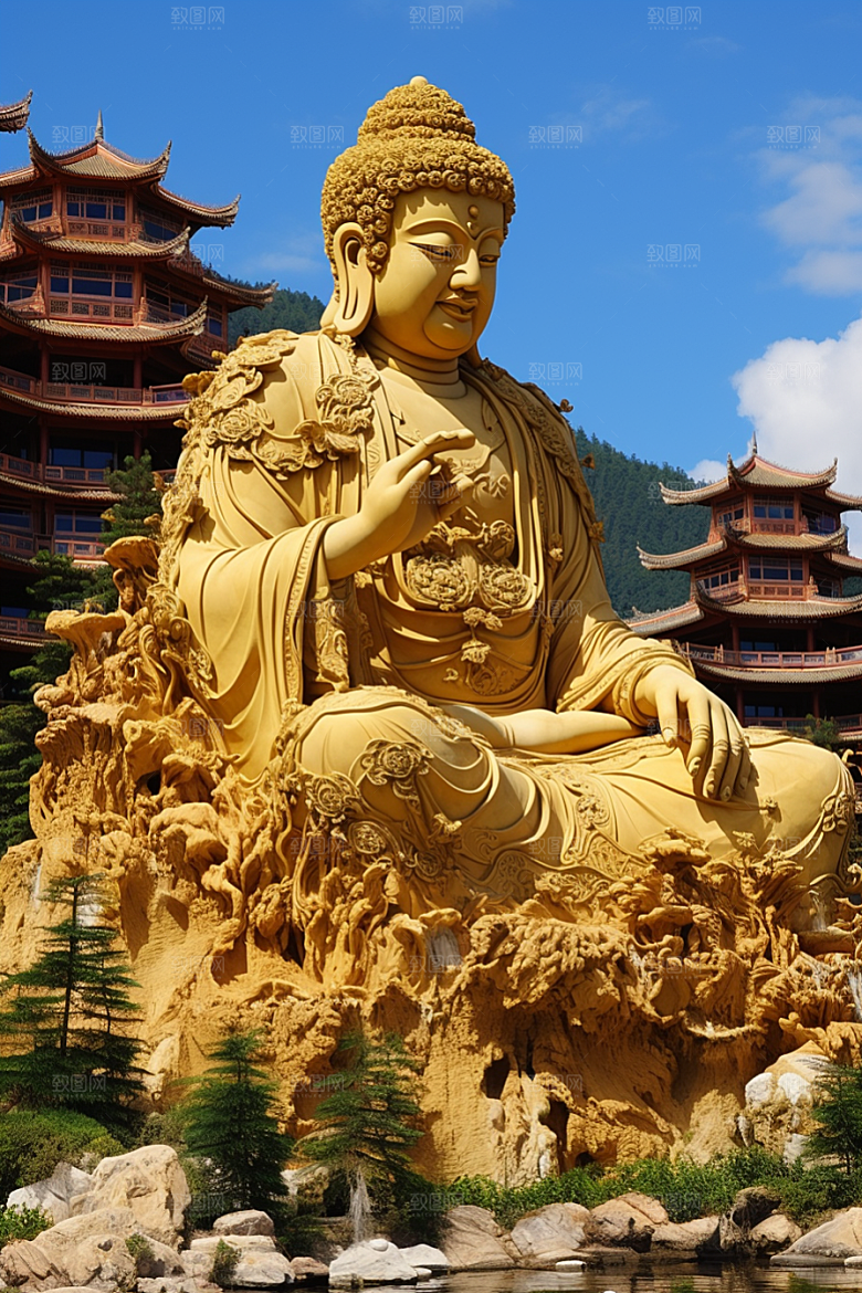 禅意佛像信仰氛围素材