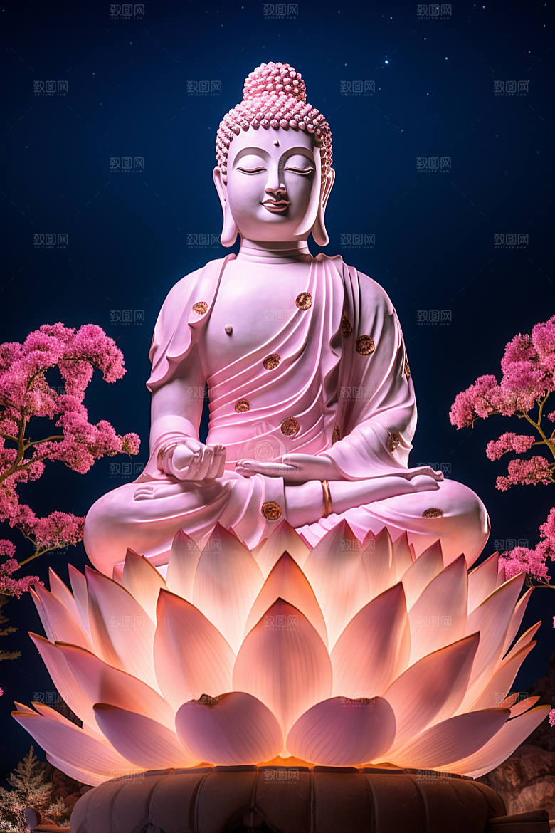 禅意佛像宗教雕像素材