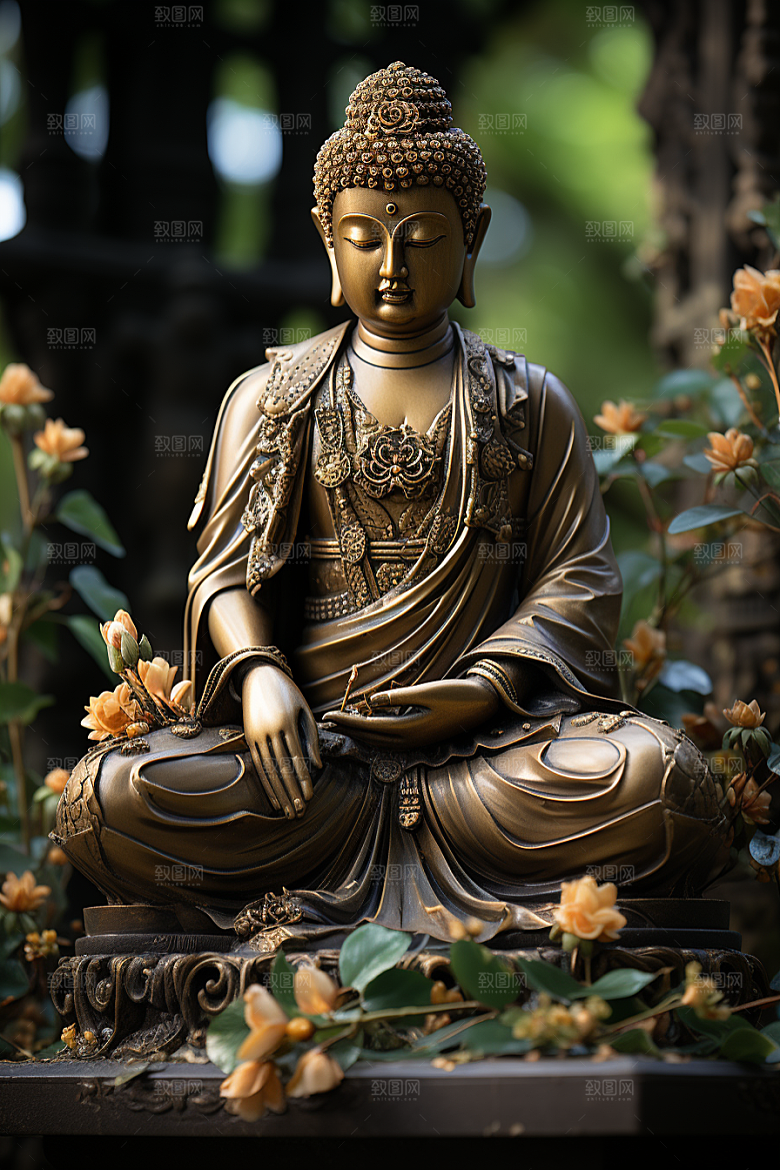 禅意佛像氛围高山流水素材