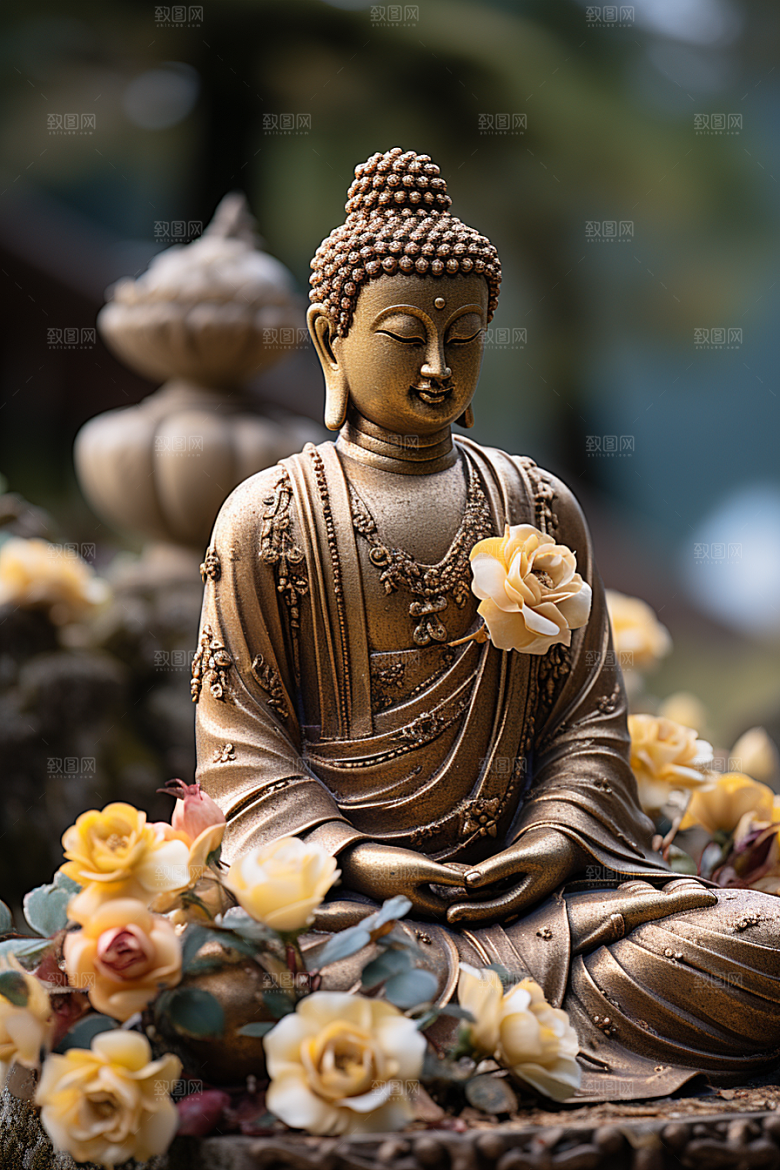 禅意佛像宗教氛围素材