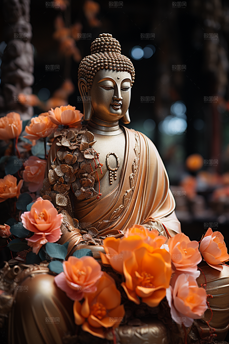 禅意佛像宗教山水素材