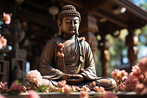 禅意佛像平和佛教素材