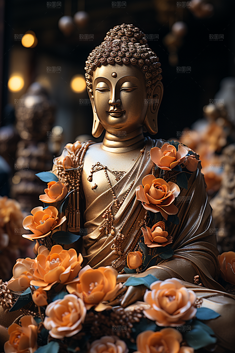禅意佛像山水高山流水素材