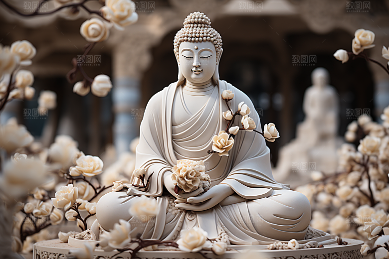 禅意佛像山水自然环境素材