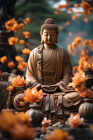禅意佛像平和高清素材