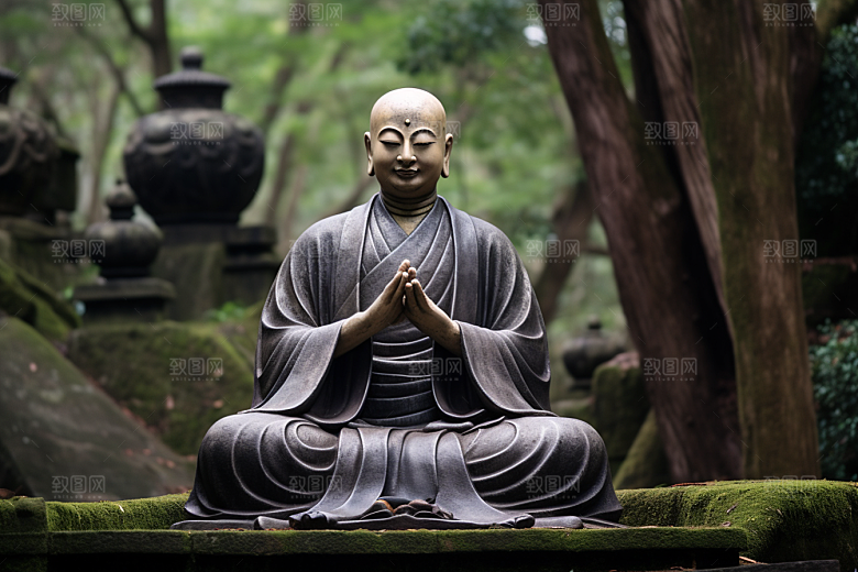 禅意佛像石雕氛围素材