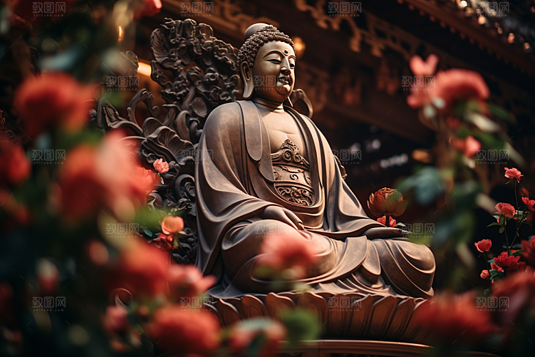 禅意佛像雕塑平和素材