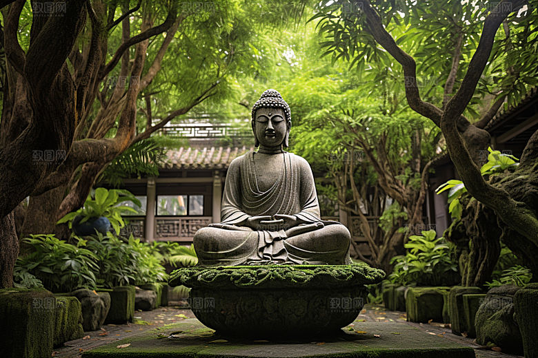 禅意佛像佛教山水素材